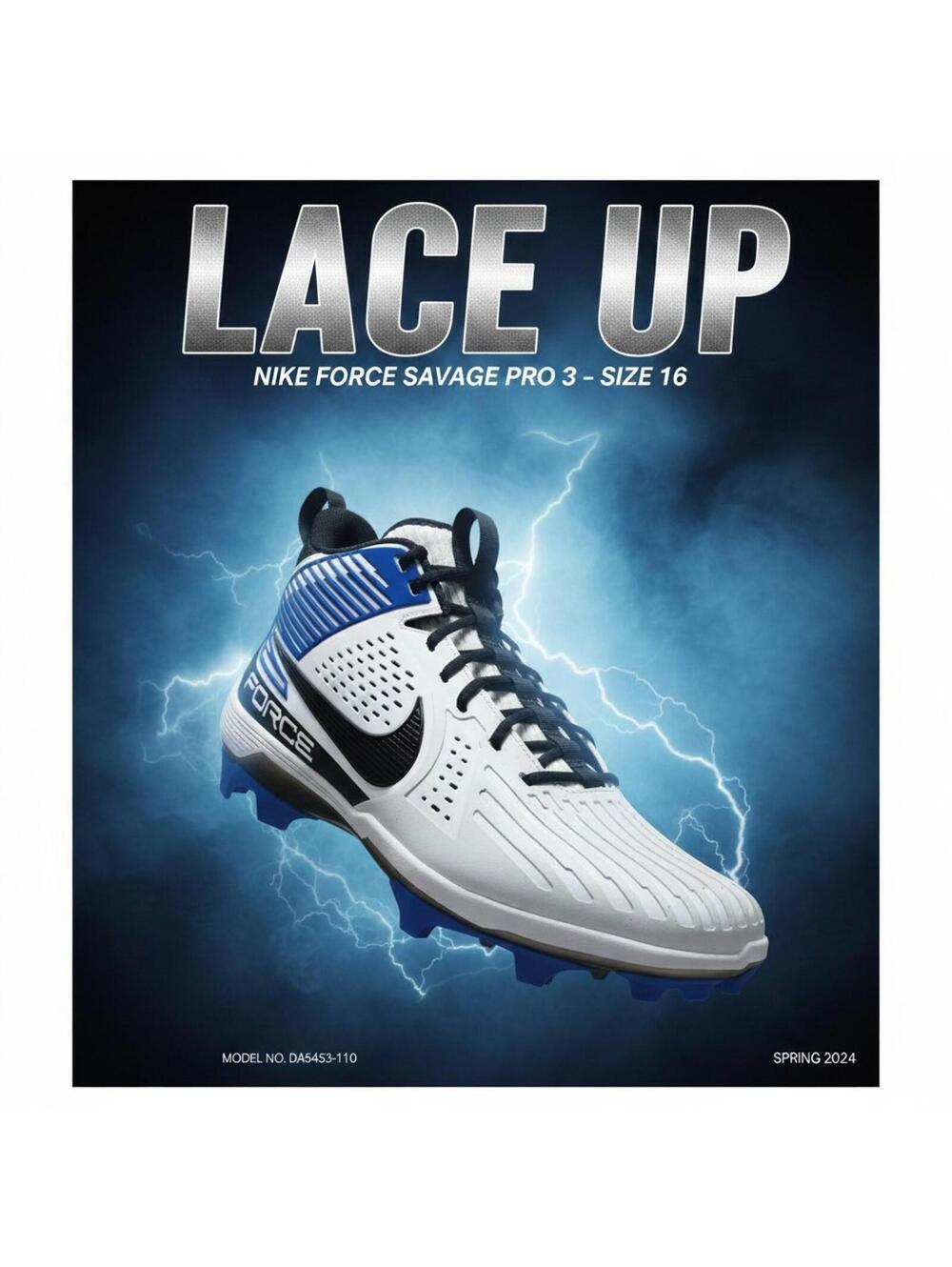 Nike Force Savage Pro 3 DA5453-110 White Blue Men’s 16 NWOT No Box